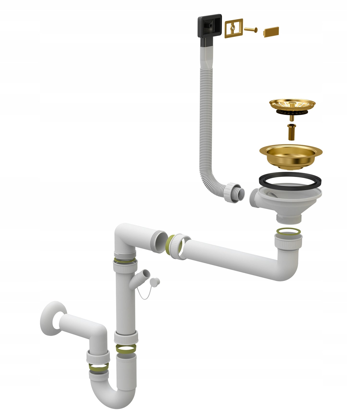 Under-Mount Gold Stainless Steel Kitchen Sink 44x44 cm, PVD Finish, Free Siphon Included