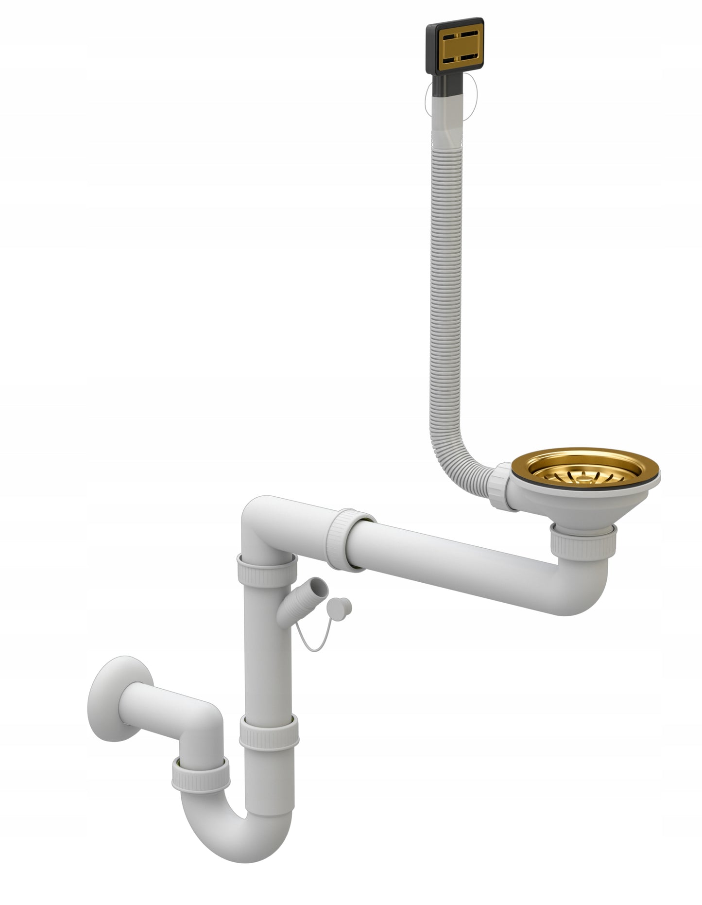 Under-Mount Gold Stainless Steel Kitchen Sink 44x44 cm, PVD Finish, Free Siphon Included