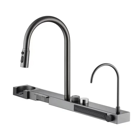 Stainless Steel Smart Sink 75x46D with Waterfall Faucet Graphit