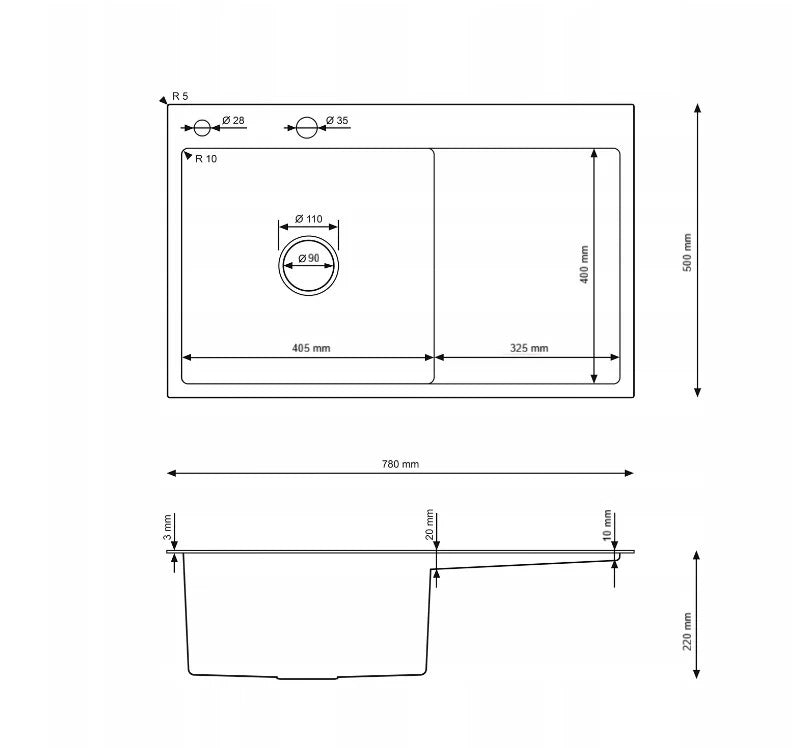 Lavello in Acciaio Inox 7850L PVD Grafite con Gocciolatoio