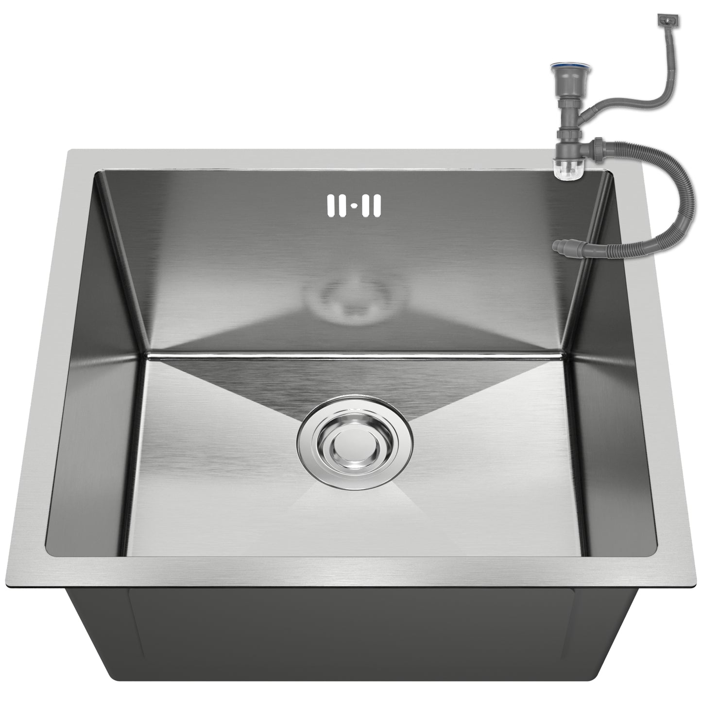 ANW HOME Küchenspüle Edelstahl, Spülbecken Küche 49x44 cm, Unterbauspüle 1 Becken, Spüle , Tiefe 22 cm, Stärke 3.0+1 mm, Nano-Beschichtung, mit Siphon