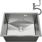 ANW HOME Fregadero Cocina 1 Seno, Fregadero Bajo Encimera Acero Inox 54x44, Profundidad 22 cm, Grosor 3.0+1 mm, Nano Revestimiento, con Sifón