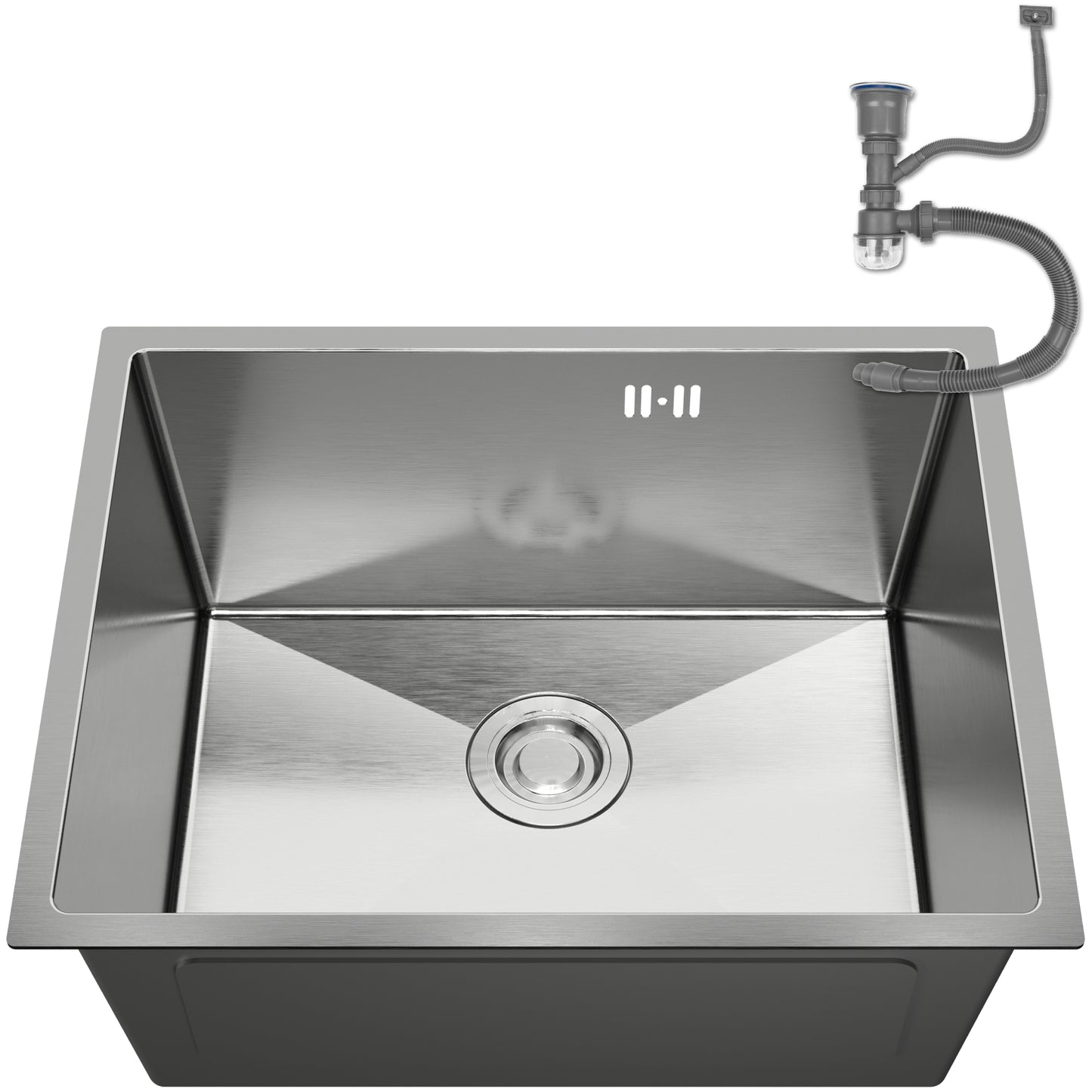 ANW HOME Fregadero Cocina 1 Seno, Fregadero Bajo Encimera Acero Inox 54x44, Profundidad 22 cm, Grosor 3.0+1 mm, Nano Revestimiento, con Sifón