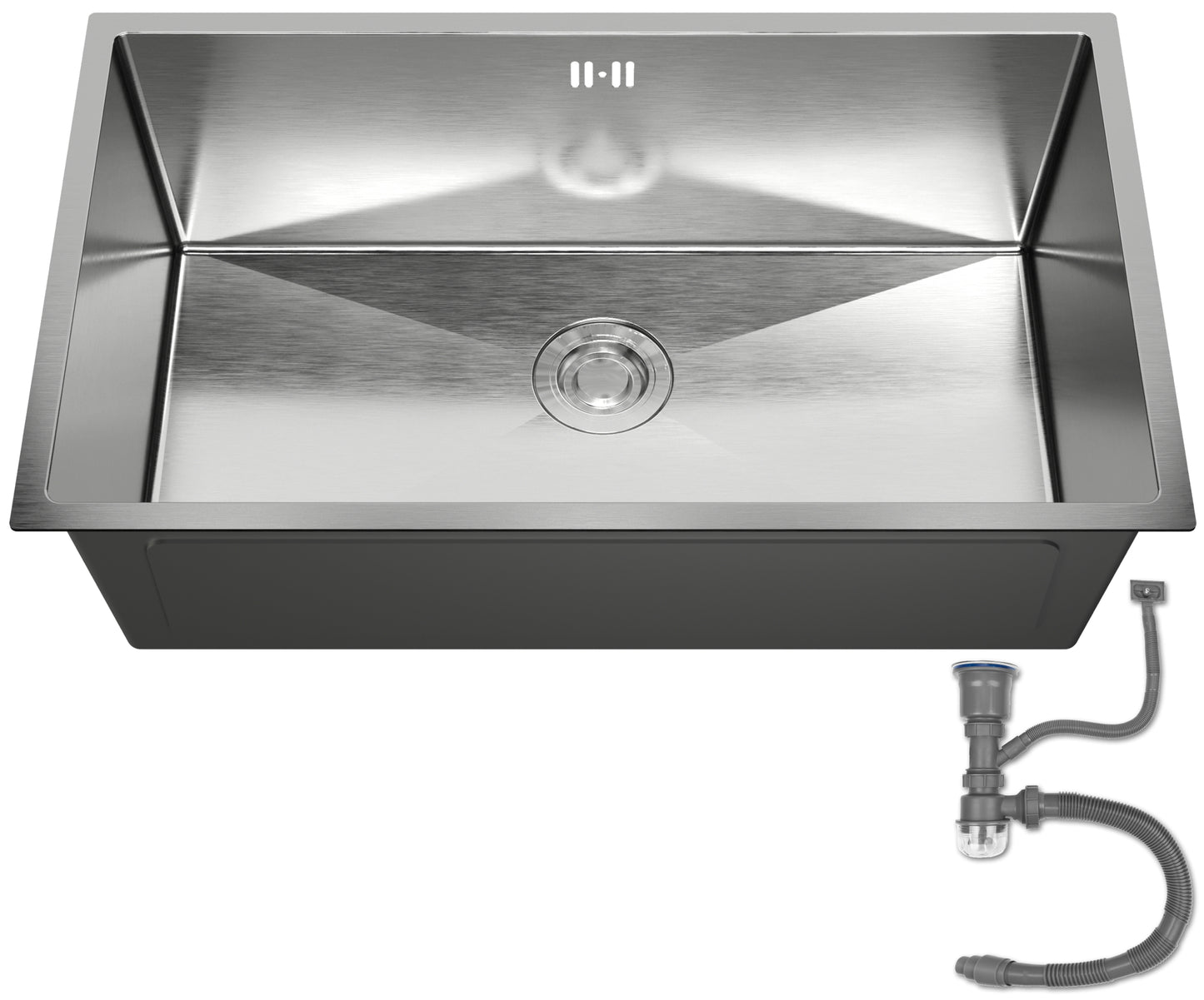 ANW HOME Kitchen Sink, Stainless Steel Kitchen Sink, Undermount Single Bowl 74x44 cm, Silver, Nano Coating, Thickness 3.0/1 mm, 22 cm Deep Bowl, with Waste Kit