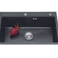  graphite kitchen sink black color with size 60×49, with fruit inside