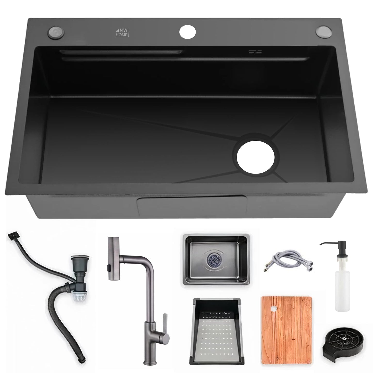 Stainless Steel Sink With Sky Rain Faucet 7545SR Grafit