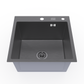 ANW HOME Lavello Cucina 1 Vasca Acciaio Inox 50x50 cm Senza Gocciolatoio, Grafite PVD con Rivestimento Nano, Spessore 3,0+1 mm, Profondità 22 cm, con Sifone