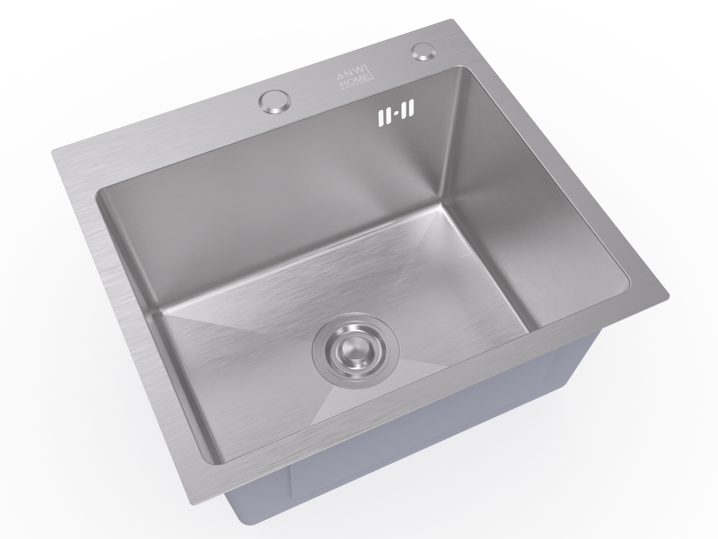 Ühe kausiga valamu Inox decor 50x45 + dosaator, korv