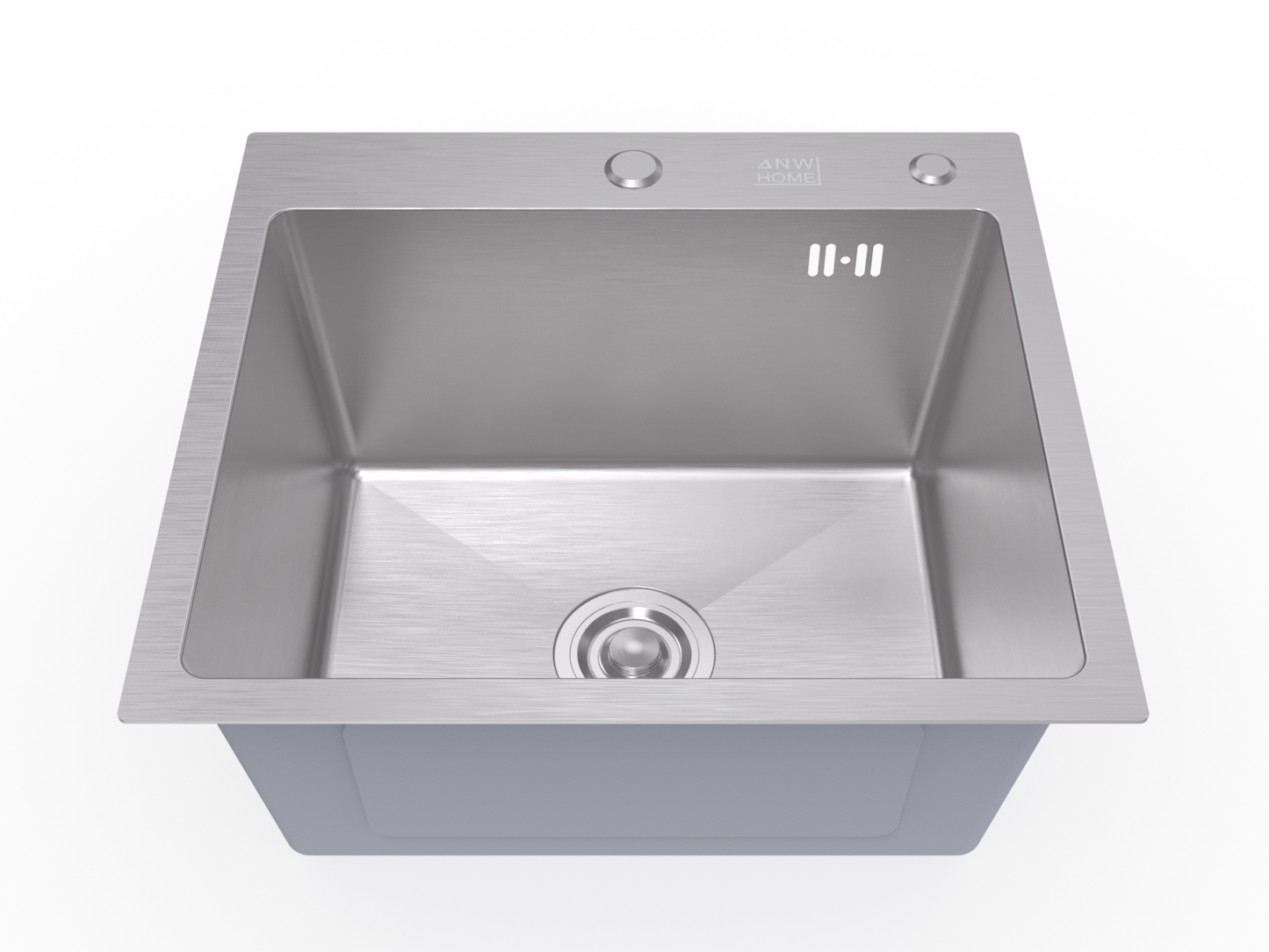 Ühe kausiga valamu Inox decor 50x45 + dosaator, korv