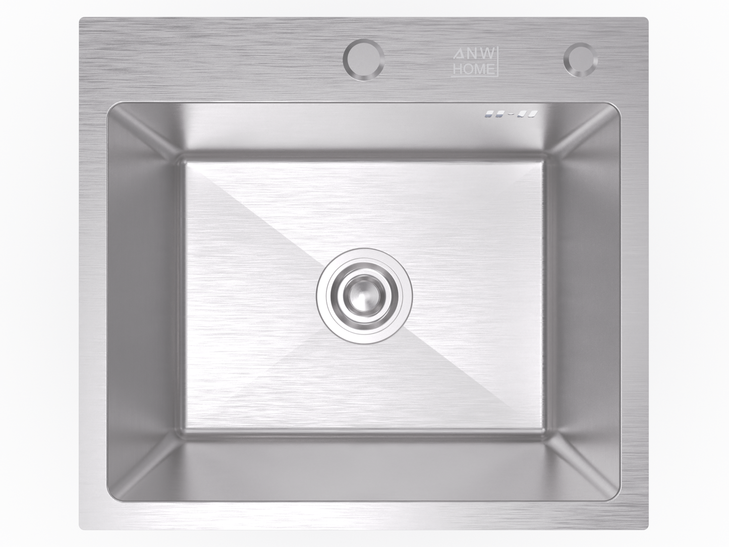 Ühe kausiga valamu Inox decor 50x45 + dosaator, korv