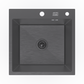 ANW HOME Lavello Cucina 1 Vasca Acciaio Inox 50x50 cm Senza Gocciolatoio, Grafite PVD con Rivestimento Nano, Spessore 3,0+1 mm, Profondità 22 cm, con Sifone