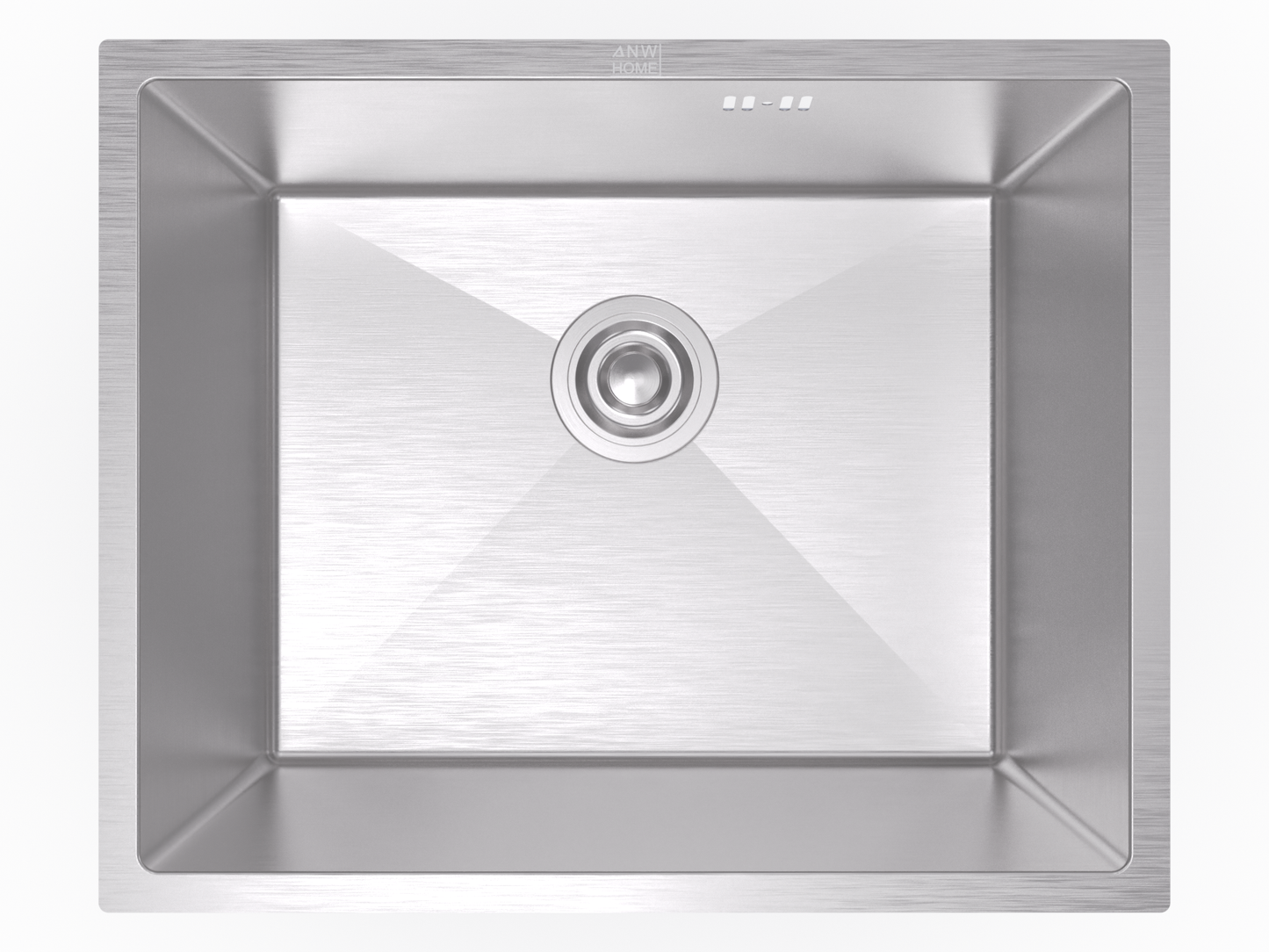 ANW HOME Fregadero Cocina 1 Seno, Fregadero Bajo Encimera Acero Inox 54x44, Profundidad 22 cm, Grosor 3.0+1 mm, Nano Revestimiento, con Sifón