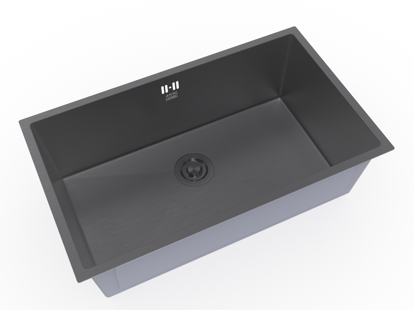 ANW HOME HD-7444B Kitchen Sink, Stainless Steel, PVD Coating, 74x44x21 cm, Undermount Installation, Graphite Color