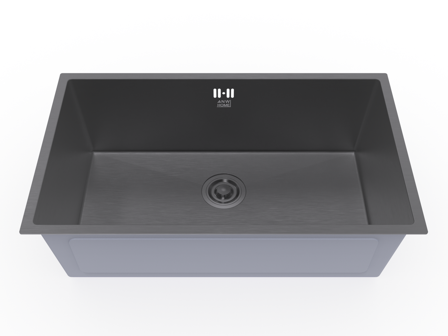 ANW HOME HD-7444B Kitchen Sink, Stainless Steel, PVD Coating, 74x44x21 cm, Undermount Installation, Graphite Color