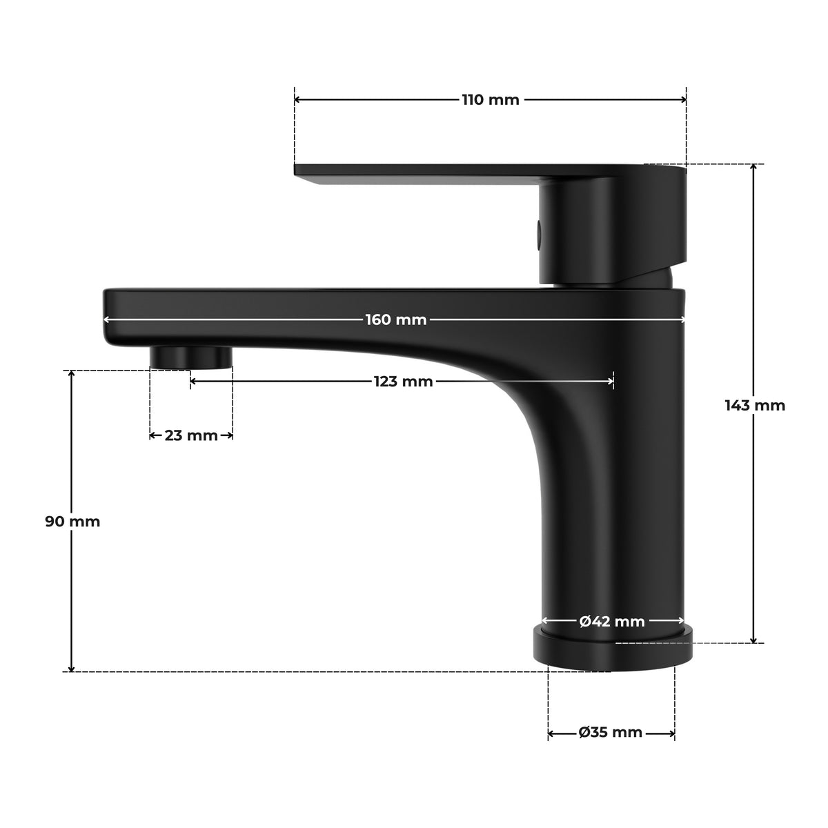 BATERIA UMYWALKOWA CZARNA STOJĄCA 143 MM