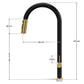 ANW HOME High-Arc Black & Gold Kitchen Faucet with Pull-Out Spout and 360° Rotation – 455 mm
