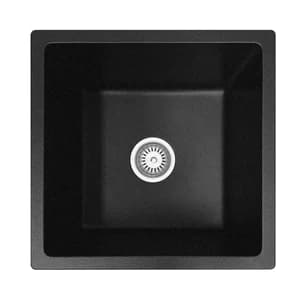 black square graphite kitchen sink with dimension 450x450