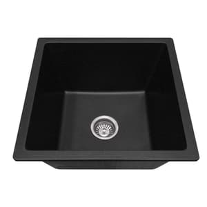 black square graphite kitchen sink with dimension 450x450