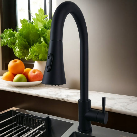 Küchenarmatur JF-7020B mit ausziehbarem Kopf, Graphit, 2 Modi, 400mm
