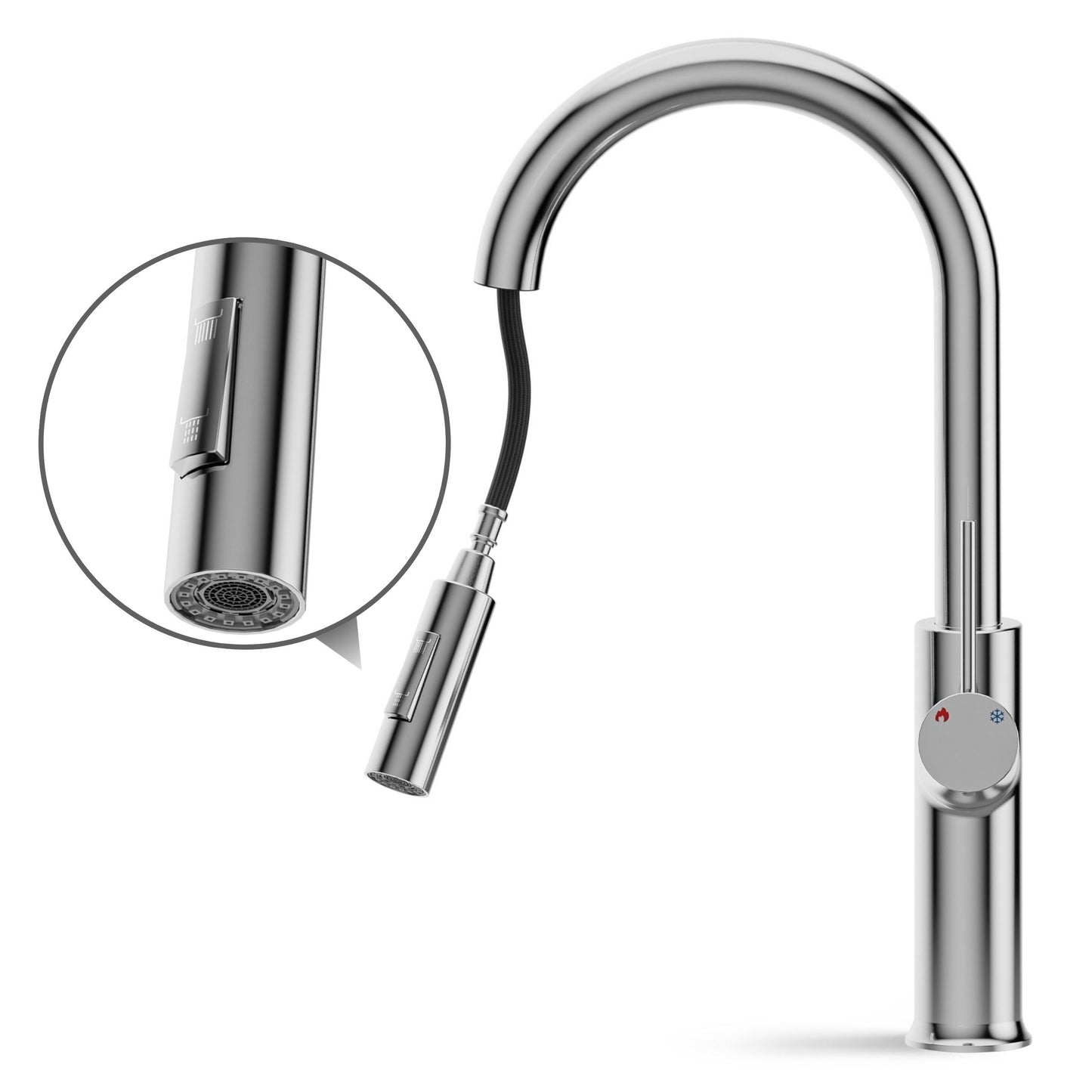 ANW HOME High-Arc Chrome Kitchen Faucet with Pull-Out Spout and 360° Rotation – 420 mm