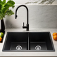 Kitchen sink Double bowl granite sink Black 78×45 siphon