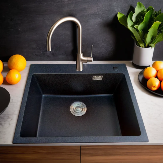 Kitchen sink Single-bowl granite sink Black 60x49 siphon