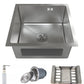 Stainless steel kitchen sink color  silver size 47x45 complete with strainer trap soap dispenser busket