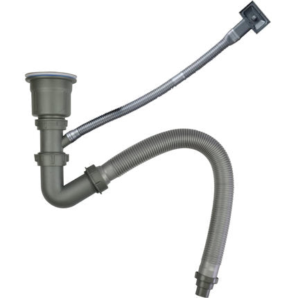 syfon sink drain with an attached hose to drain water into a bucket or sink